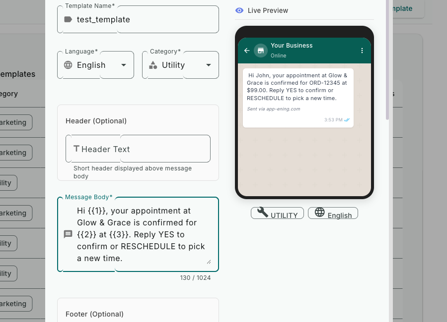 Message Templates - create WhatsApp templates