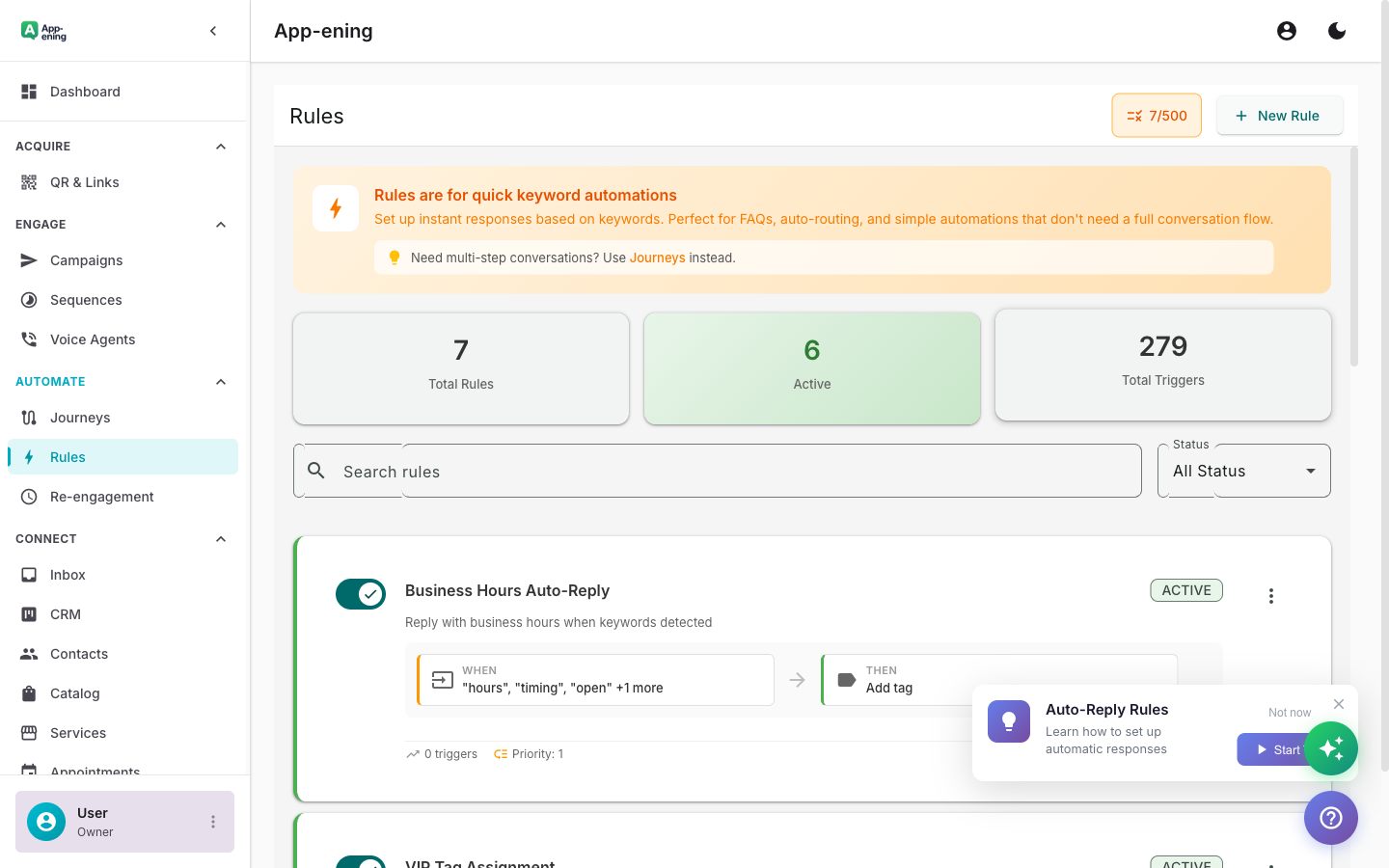 Rules Run Automatically — Rules Engine screenshot