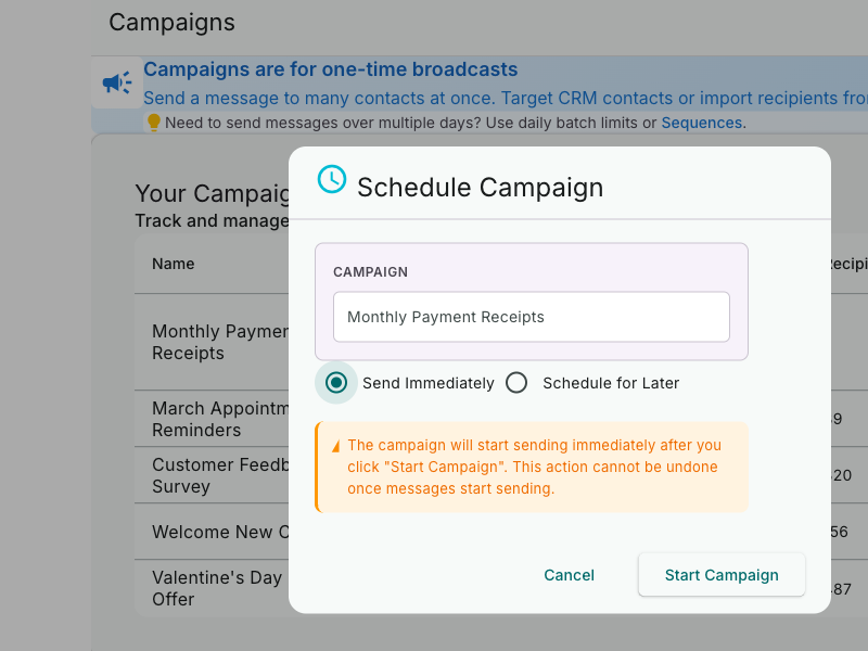 Schedule and Send — Kampanye screenshot